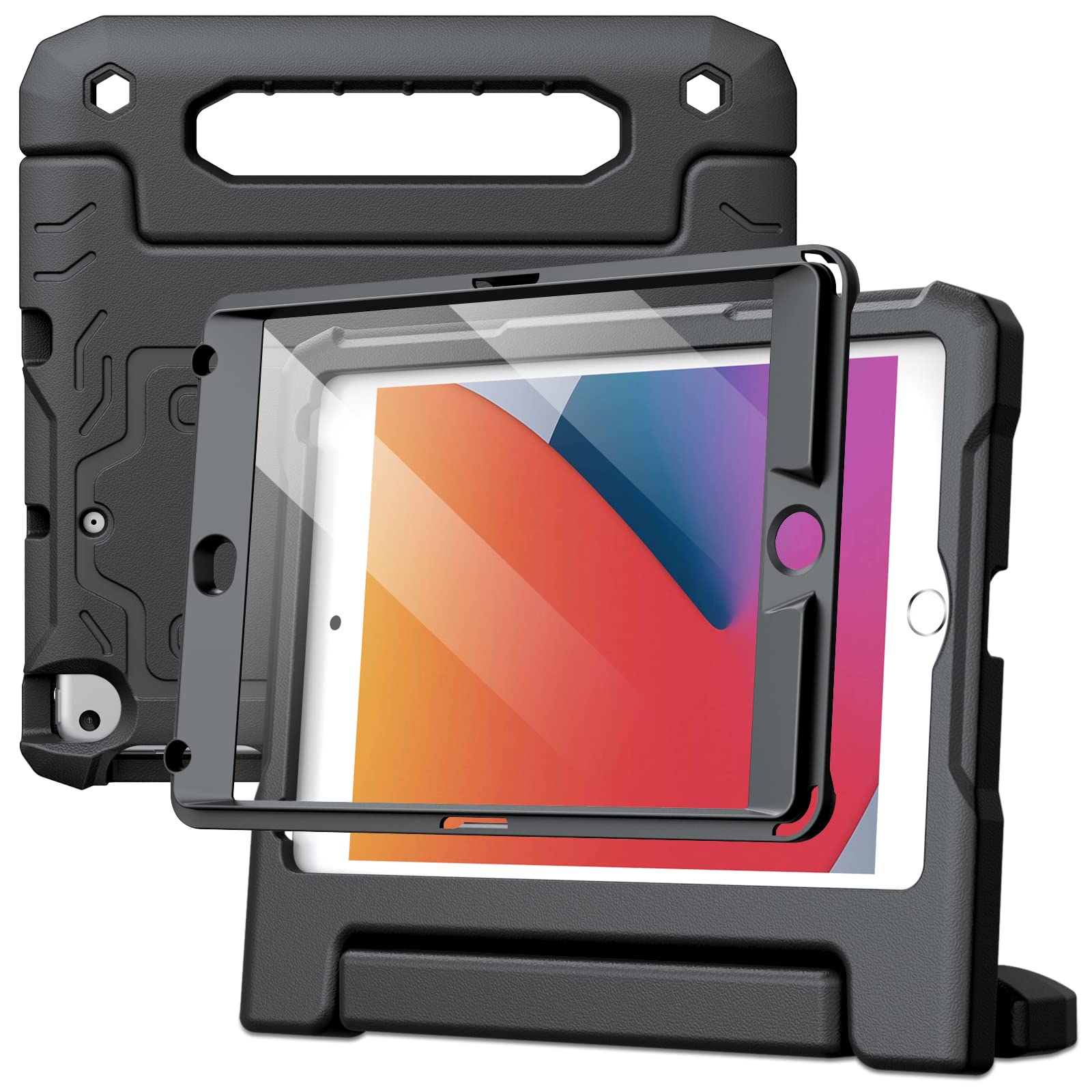 JETech Kids Case for iPad mini 5/4/3/2/1 (7.9-Inch, 2019/2015/2014/2013/2012 Model) with Built-in Screen Protector, Shockproof Full-Body Handle Stand Tablet Protective Cover (Black)