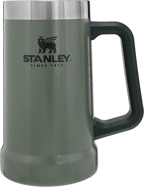 STANLEY 1913 Adventure Vacuum Stein 709 ml - Thermobecher Mit Henkel Hält Bier Für 7 Stunden Kalt - Vintage-Inspirierte Thermo Bierkrug - Spülmaschinenfest - Hammertone Green