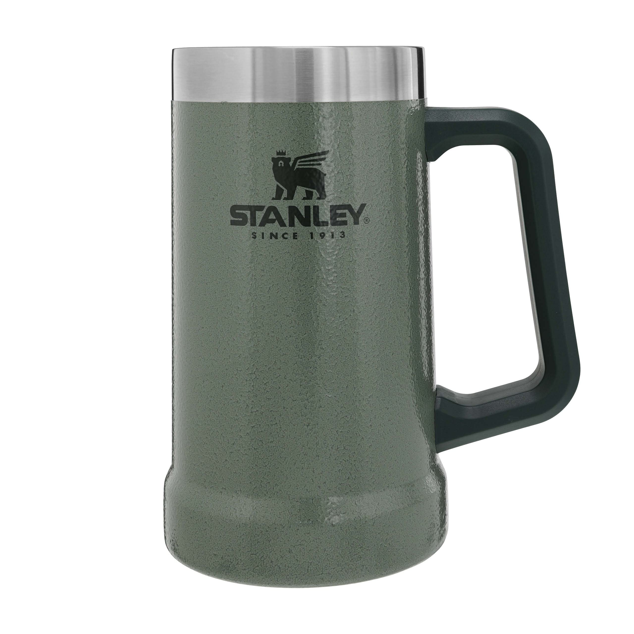 STANLEY 1913 Adventure Vacuum Beer Stein 0.7L - Travel Mug Keeps Drinks Cold for 7 Hours - Stainless Steel Thermal Cup with Handle - Dishwasher Safe - Hammertone Green