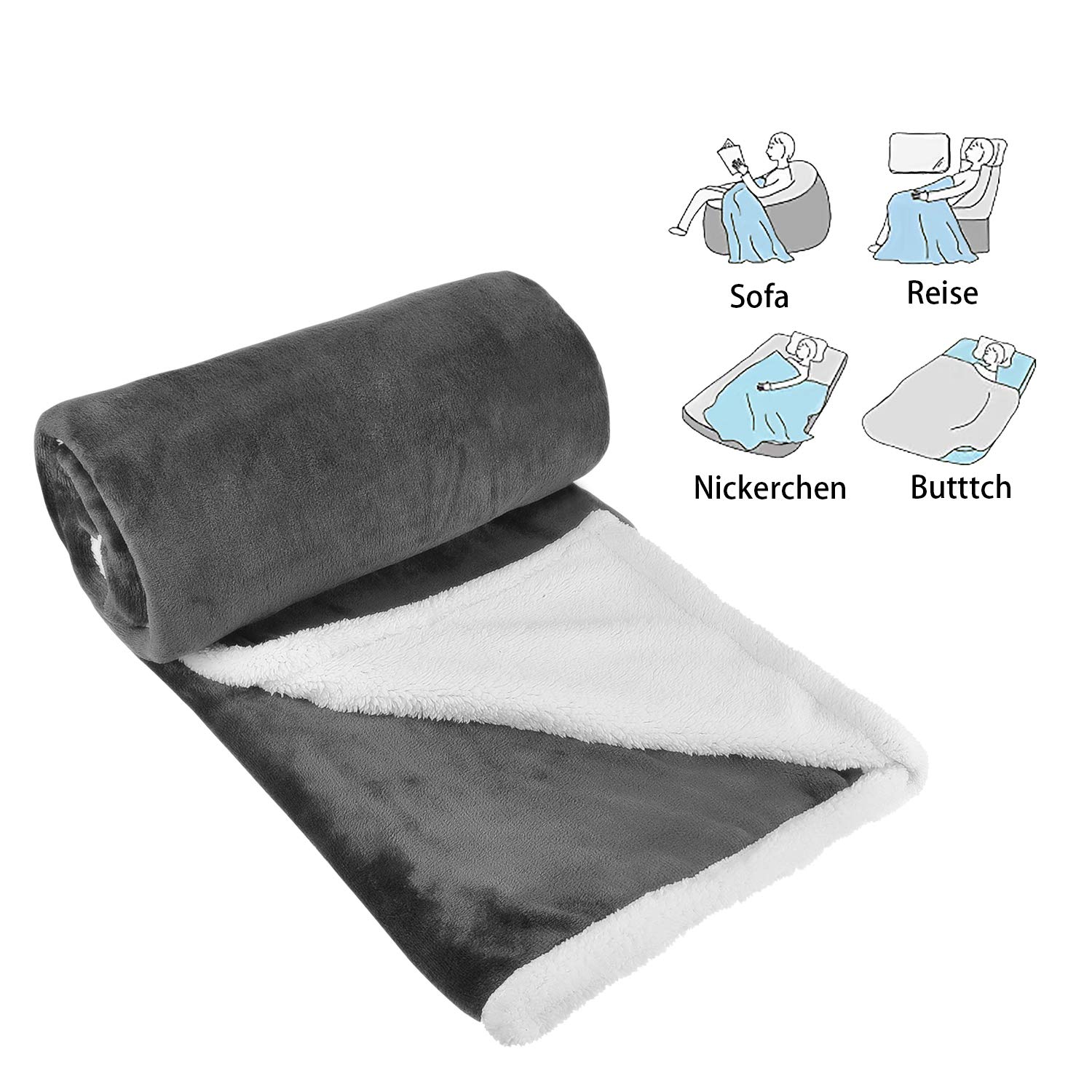Catalonia Nerz-Fleecedecke, wendbare Sherpa-Tagesdecke, groß, für Sofa, Bett, superweich, bequem, Geschenk, 127x152 cm, Microfaser