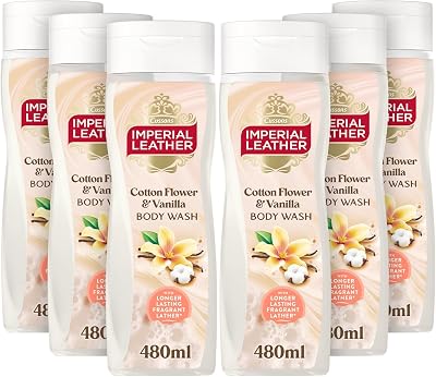 Imperial Leather Cotton Flower & Vanilla Body Wash 6 x 480ml Vegan Cruelty Free