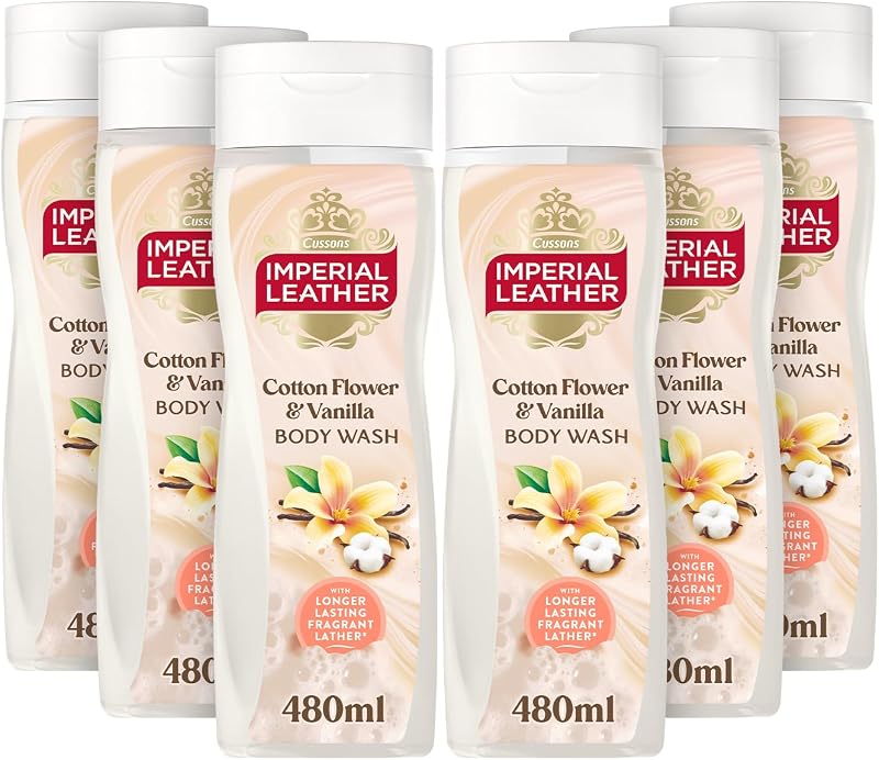 Imperial Leather Cotton Flower & Vanilla Body Wash 6 x 480ml Vegan Cruelty Free