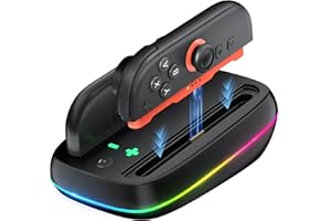 GagaKing Charging Dock for Nintendo Switch 2 Joy Con, 2.5H Fast Controller Charger Station with 9 Dynamic RGB Light Modes & LED Indicators, Compact Storage Stand for Switch 2 Joy Con Accessories