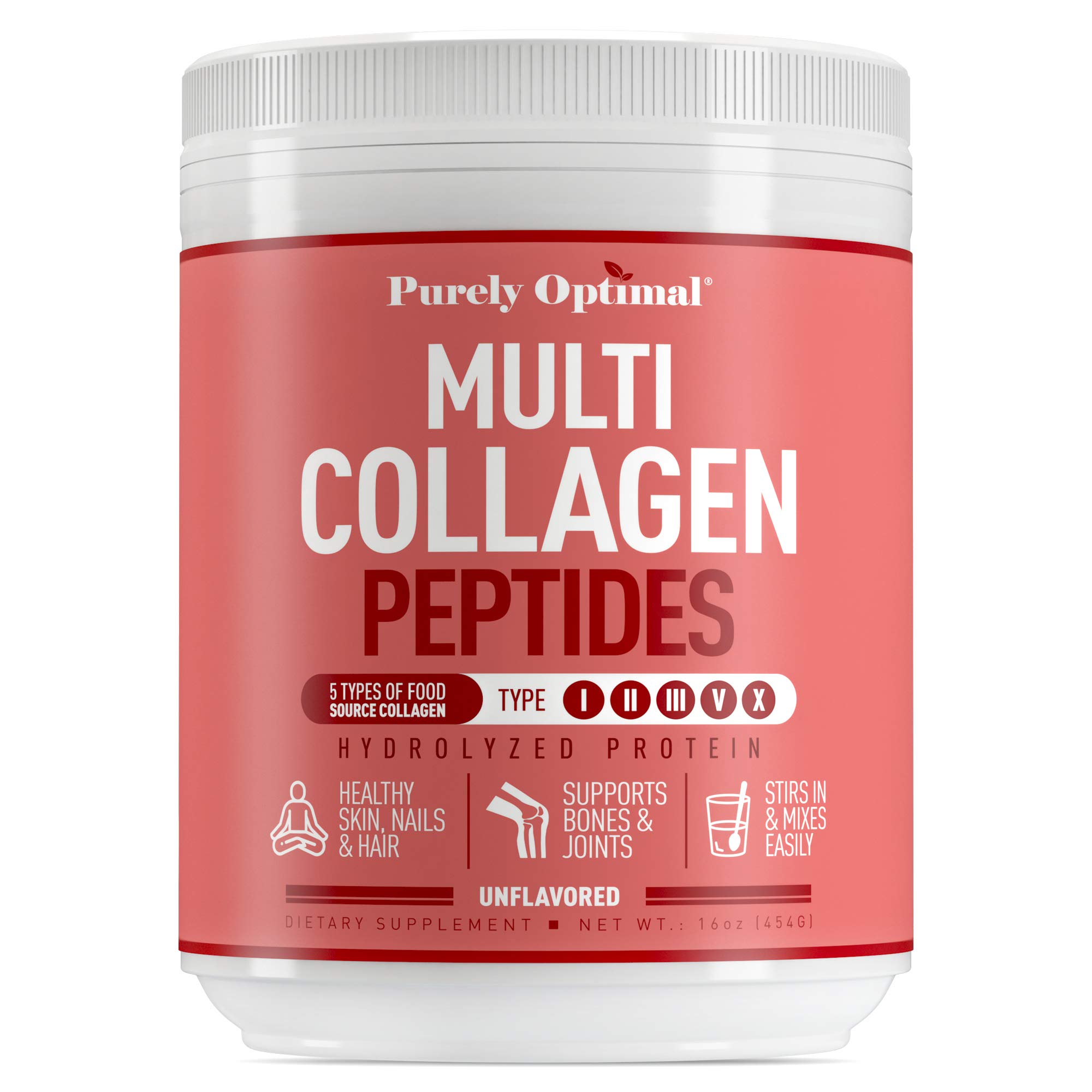 Premium Multi Collagen Powder - 5 Types of Hydrolyzed Collagen Peptides w/Biotin, Hair Skin and Nail