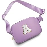 Gitus Birthday Gifts for 8 9 10 11 12 13 Year Old Girls Personalized Fanny Pack Crossbody Bags with Initial Letter Patch Belt Bag for Teen Girls Cute Trendy Stuff Travel Essentials (Lavender-A)