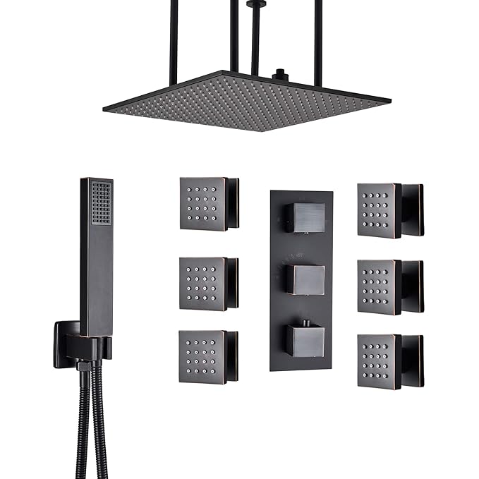 Rozin Thermostatic 3 Way Shower Faucet Set Ceiling Mounted