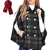 Women's Plaid Winter Cape Coat, Women's Shawl Wrap Poncho Ruana Cape Cardigan Shawls for Fall Winter
