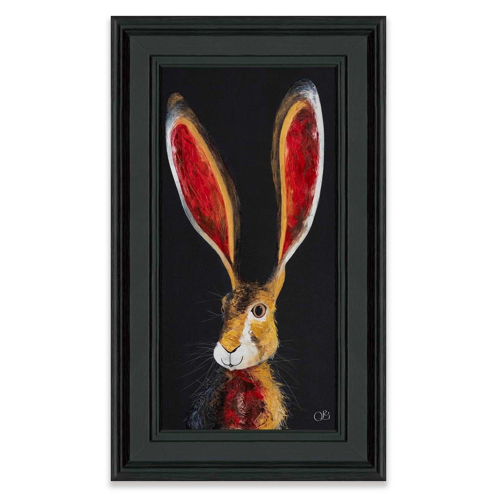 Artko Hare Framed Print Wall Art - 'Lewis' by Quinn Russell - Contemporary Animal Picture - Ready to Hang Home Décor - 49cm x 29cm