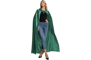 Dreamture Unisex Adults Hooded Cloak, Halloween Christmas Robe Hooded Cape Witch Wizard Cosplay Costumes for Men Women