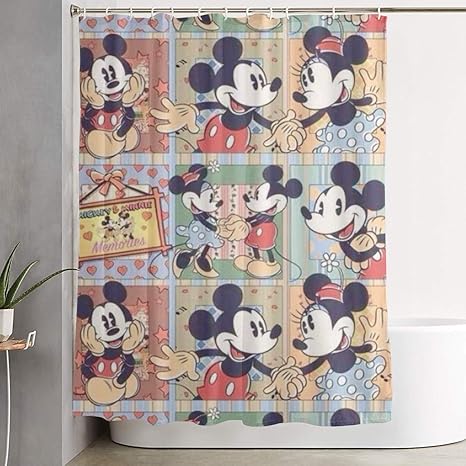Amazon かわいいミッキー シャワーカーテン 高級 防カビ 防水 速乾 取り付け簡単 150x180cm シャワーカーテン ホーム キッチン オンライン通販