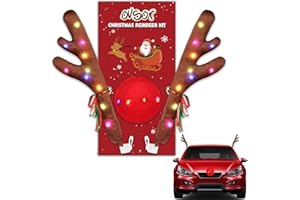 ovsor Car Reindeer Decoration - Christmas Antler with 3 in 1 for Reindeer Car Decoration, Red Nose & Jingle Ball as Way of Expanding Christmas Spirit