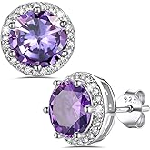 Bestyle Authentic 925 Sterling Silver 2 Carat Birthstone Earrings for Women, More Sparkle Heart/Round Solitaire Diamond Studs Earrings, Great Birthday/Christmas/Anniversary Jewelry for Wife Mother