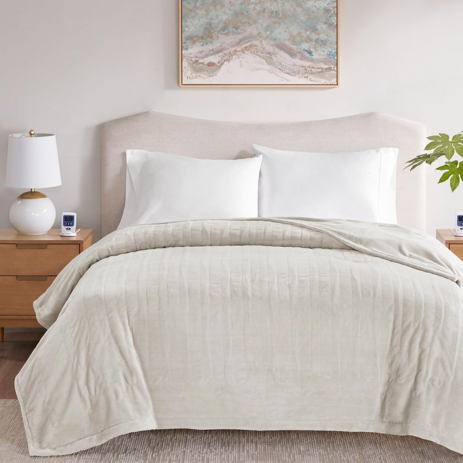 Photo 1 of ***No power cords included*** Heated Electric Blanket for Cold Weather, Fast Heating Wi-Fi Heated Blanket, Voice Command Alexa Compatible, Auto Shut Off, Virtually Zero EMF, 20 Heat Setting, UL Certified, King Ivory***No power cords included***