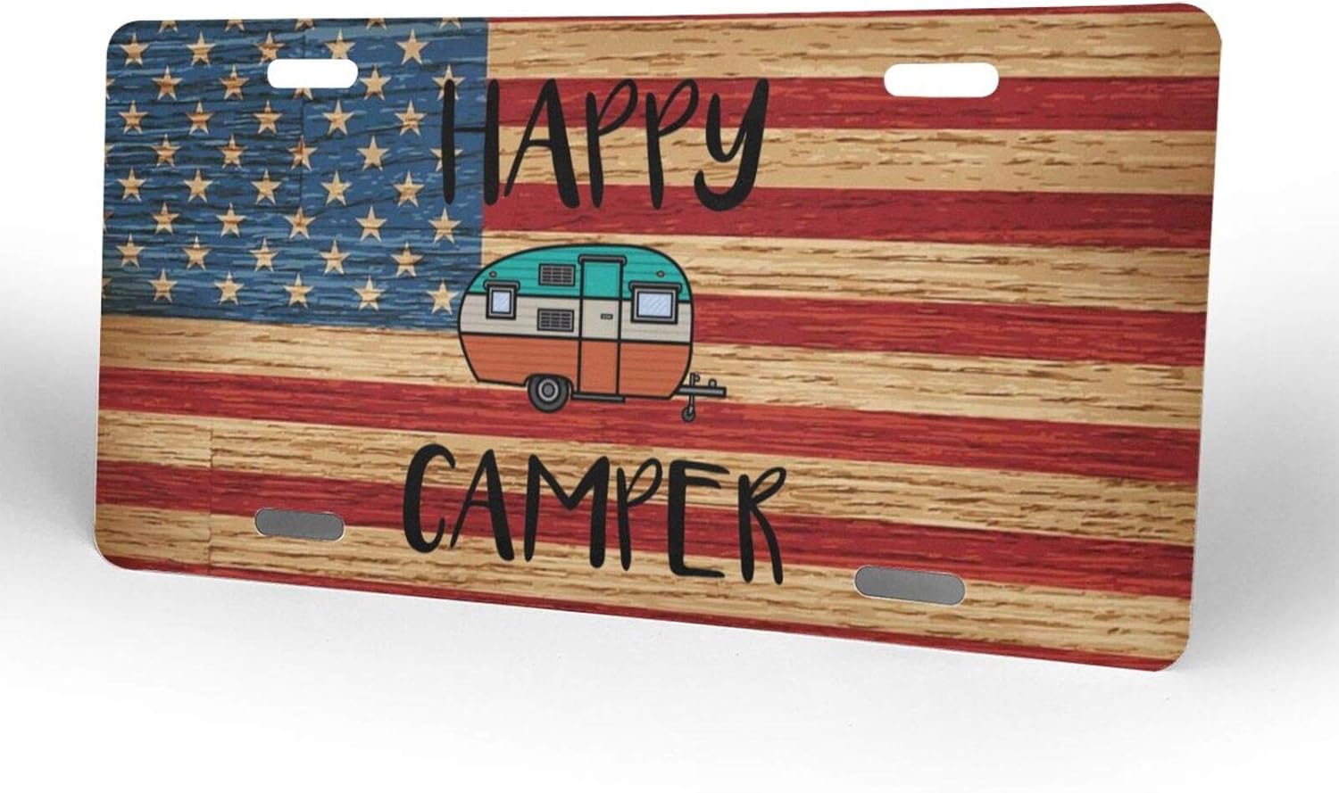 Happy Camper License Plate Car Front License Plate Cover for Women Men Novelty License Plate