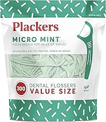 Plackers Micro Mint Dental Flossers, Fresh Mint Flavor, Fold-Out Toothpick, Super Tuffloss, Easy Storage with Sure-Zip Seal, 