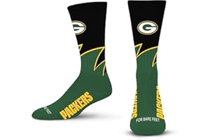 For Bare Feet NFL Unisex Black Wave Crew Sock Nfl Large