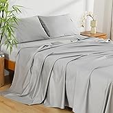 NATUREFIELD Bed Sheets Set King Size (4pc), Rayon Derived from Bamboo & Organic Cotton Blend, Silky Soft Cooling Sheets with Deep Pockets, Hotel Luxury Bedding Sheets & Pillowcases