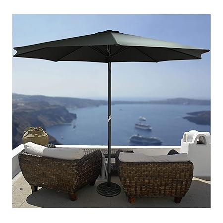 Sonnenschirm-Landhausschirm Anthrazit 300cm mit Kurbel Aluminiumstange