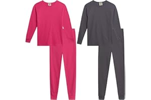 Sweet & Sassy Girls Thermal Underwear Set - 4 Piece Waffle Knit Thermal Long Sleeve and Long Johns Base Layer (Sizes 2T-16)