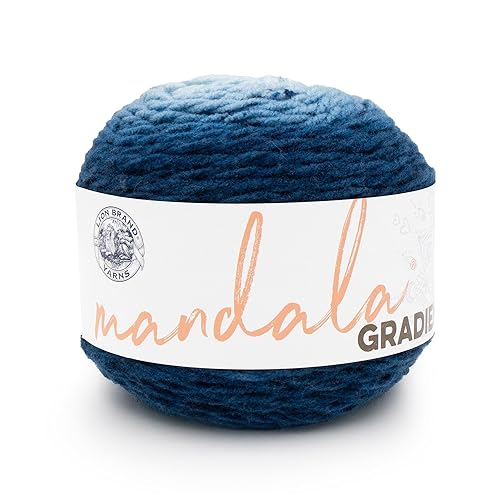Lion Brand Yarn Mandala Gradient, Multicolor Yarn for Knitting, Crochet and Crafting, Steel Blue, 1 Pack