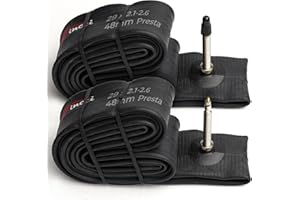 Fincci 29 x 2.1/2.2/2.3/2.35/2.4/2.5/2.6 Inch Bike Inner Tube – 48mm Presta or Schrader Valve – Butyl Rubber – Fits Mountain & Hybrid Bikes – Pack of 2