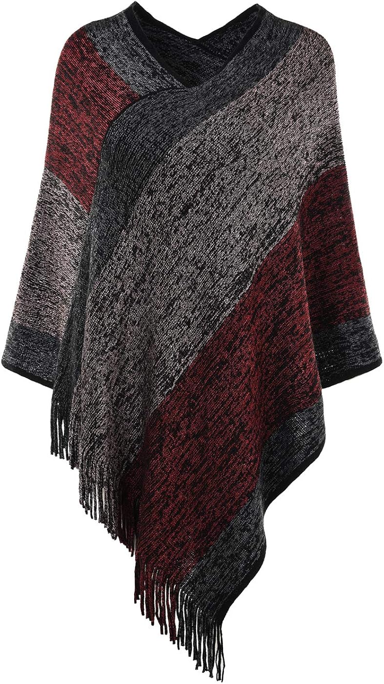 poncho rosso per donne più taglia