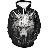 Girren Men's Novelty Wolf Graphic Hoodies 3D Print Animal Fashion Pocket Sweatshirt
