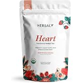 Herbaly Heart Organic Herbal Tea - Heart Health &amp; Circulation, 28 Ct | Hibiscus, Hawthorn, Lavender &amp; Chamomile, Non-GMO, Plant-Based Pyramid Tea Bags, Caffeine Free