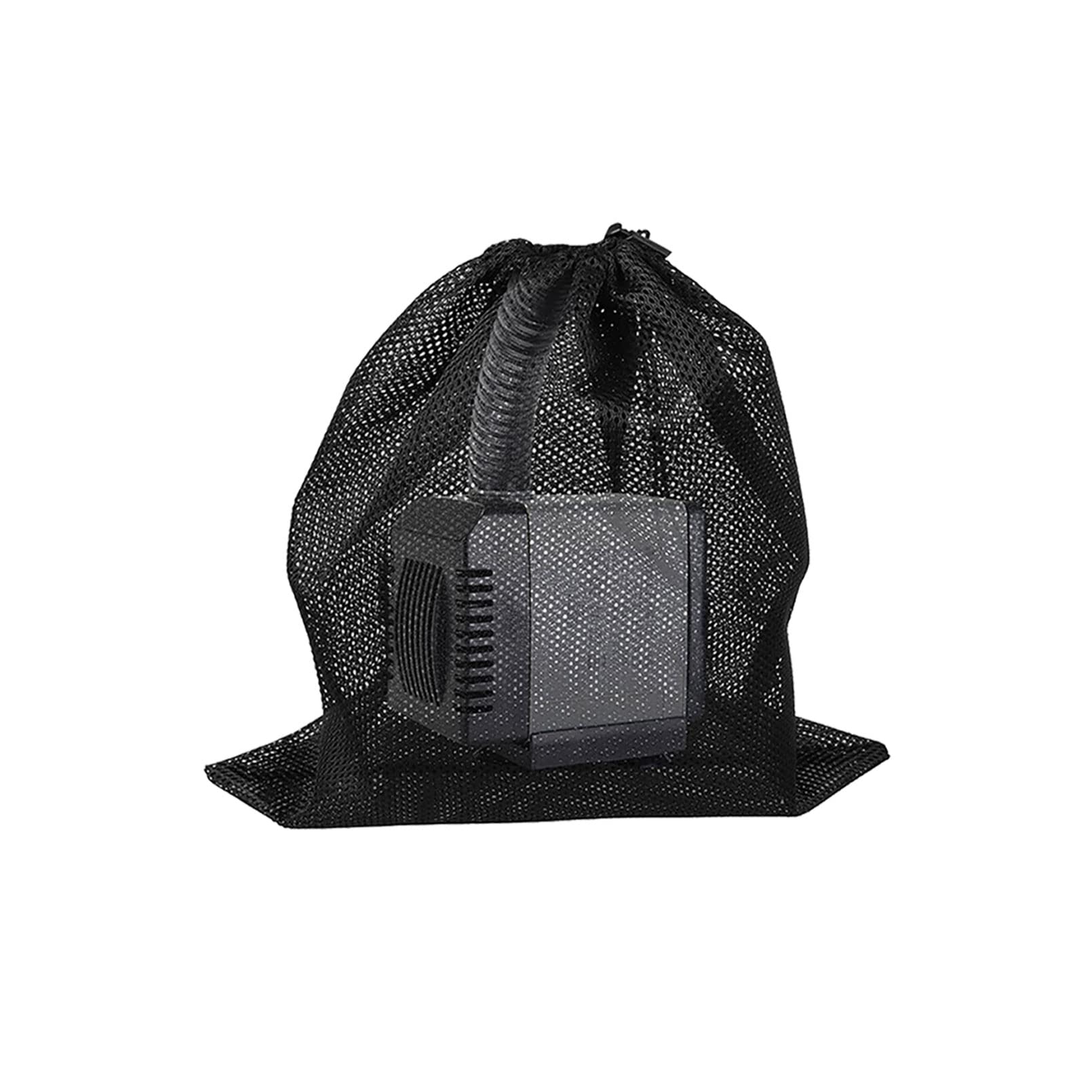 Pump Barrier Bag with Drawstring Pond Pump Filter Bag Fish Pond Filter Mesh Bag 18"×18", Black