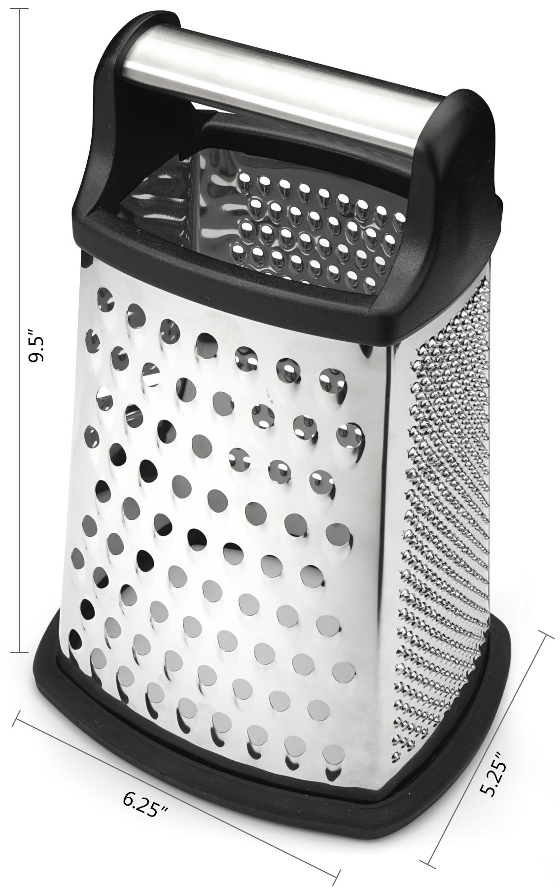 Professional Box Grater, Stainless Steel with 4 Sides, Best for
