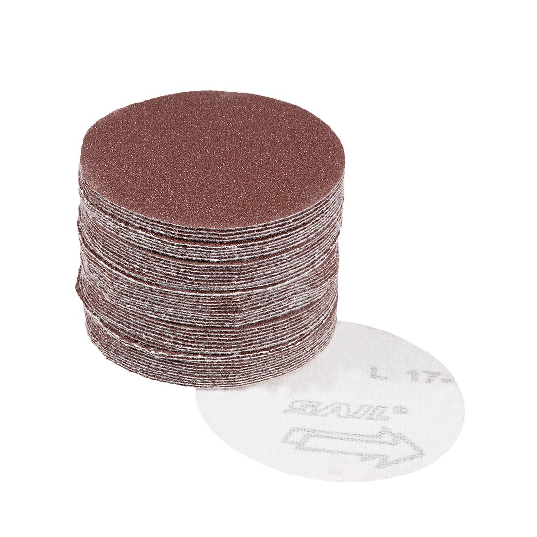 sourcingmap 50Pcs 3 inch Hook and Loop Sanding Disc 100 Grits Flocking Sandpaper for Random Orbit Sander Brown