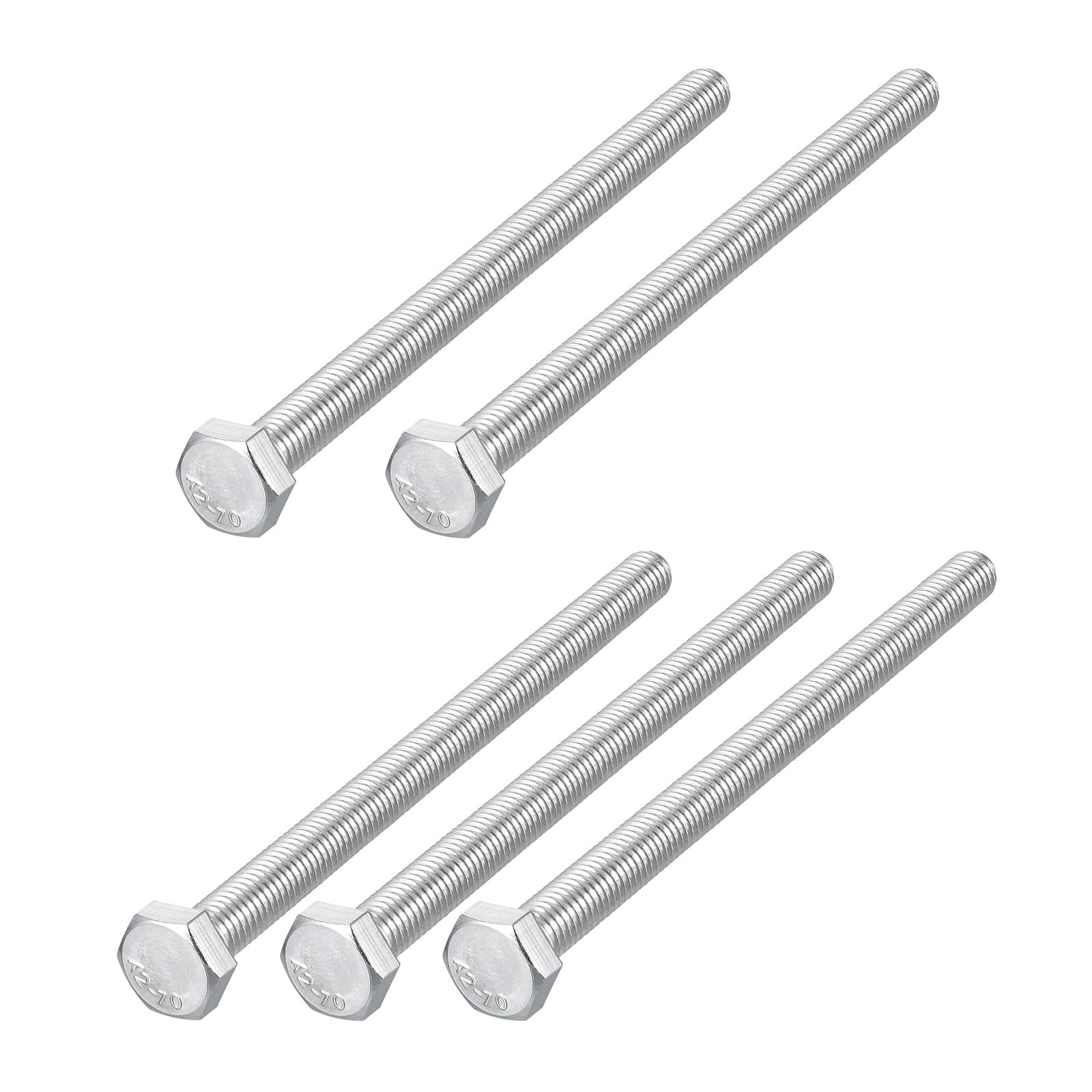 METALLIXITY Hex Bolts (M8-1.25x120mm) 5Pcs, 304 Stainless Steel Coarse Fully Threaded Hex Head Screw Bolt Machine Screws - for Furniture Repair, Silver