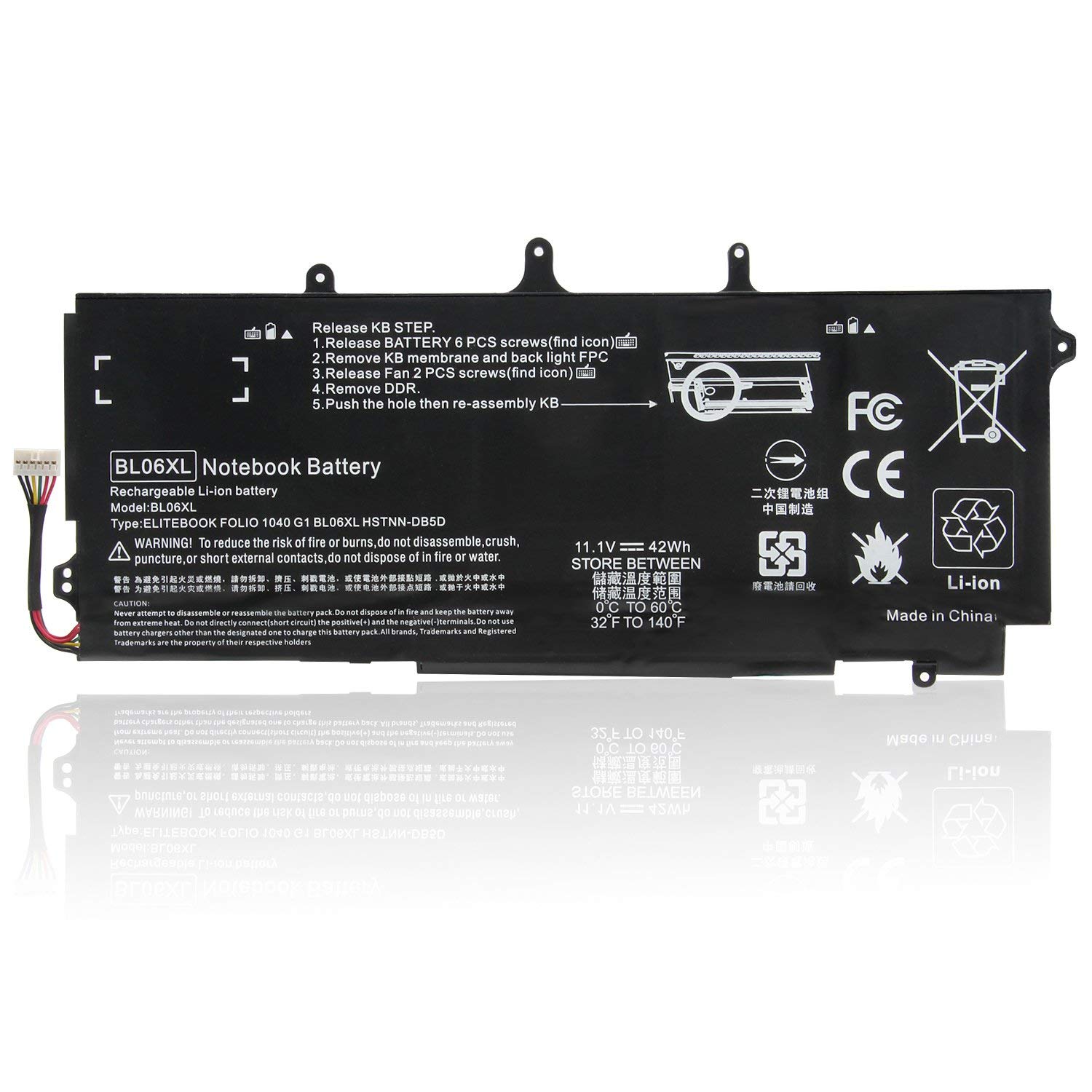 BL06XL BLO6XL HSTNN-DB5D HSTNN-IB5D HSTNN-W02C 722236-171 722236-1C1 271 2C1 722297-001 005 F450 F450C BL06042XL Laptop Battery Replacement for HP EliteBook Folio 1040 G0 G1 G2 series(11.1V 42Wh)