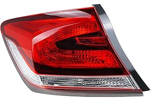 Left Outer Tail Light Assembly Compatible With 2013-2015 Honda Civic 4-Door Sedan Rear Brake Light Replace# 33500TR0A51