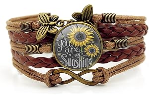 Yucaxu Boho Sunflower Gifts Sunflower Leather Bohemian Bracelet Birthday Gifts for Women Teens Granddaughter Wife Daughter Mom Friendship Bracelets for Her