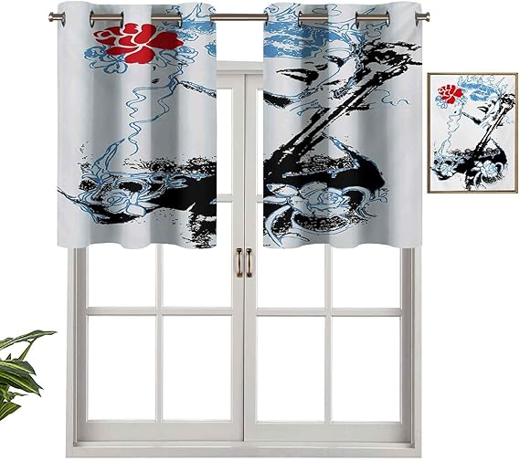 Hiiiman Cortinas cortas con cenefa de protección de la privacidad