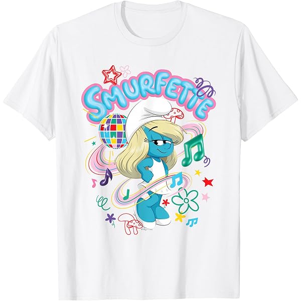 Smurfs Maglietta Unisex Adulto - Smurfette Collection - Bambino Fiore - Colore Bianco - Taglia XL - 6