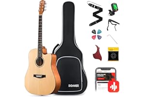 Donner Beginner Acoustic Guitar for Adult Full Size 41 Inch Cutaway Acoustique Guitare Bundle Kit with Gig Bag Tuner Capo Pic