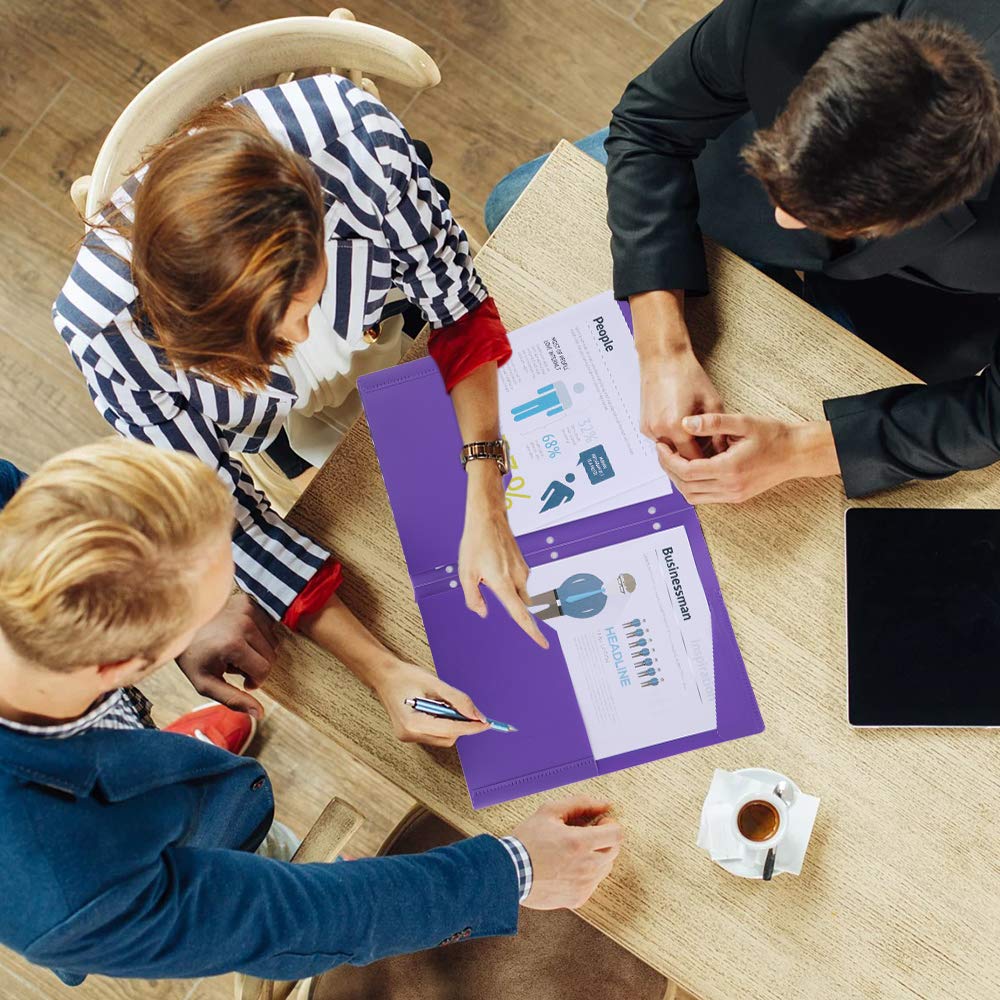 Plastic Folders with Pocket and 3 Hole 12PCS Heavy Duty 2 Pocket Plastic Folders Letter Size Folders with Pockets 3 Hole Punched