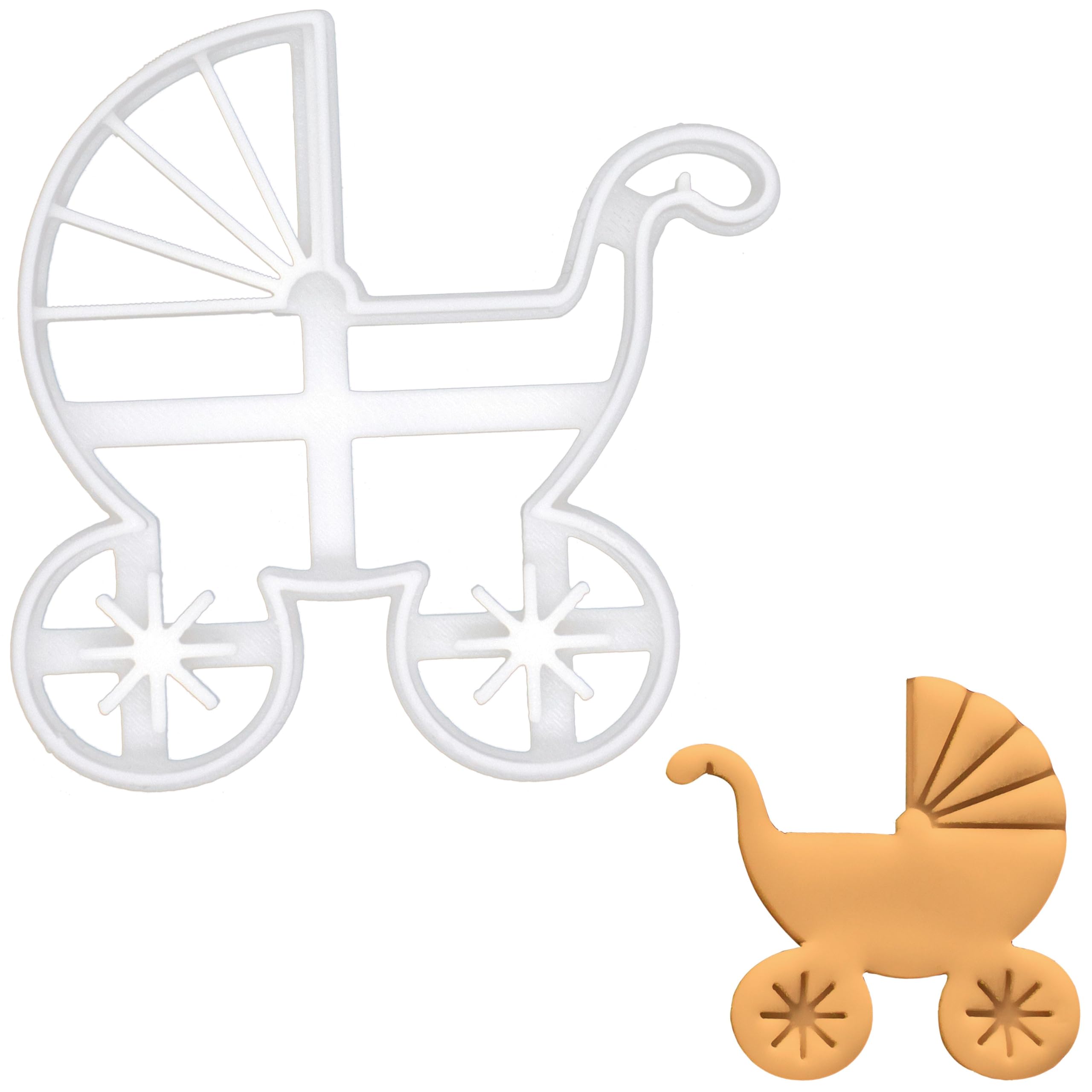 BAKERLOGY Baby Pram Cookie Cutter - Detailed Biscuit Cutter Design for Baking and Crafts, Ideal on Fondant, Dough, Clay