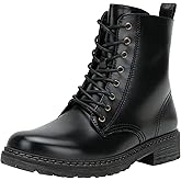 Vepose Women’s Combat Ankle Boots Lace up Classic Short Low Heel Zipper 9623 Booties