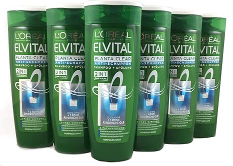 L'Oréal Paris Elvital Planta Clear 2in1 Anti-Schuppen Shampoo und Spülung, für normales Haar, 6er Pack (6 x 250 ml)