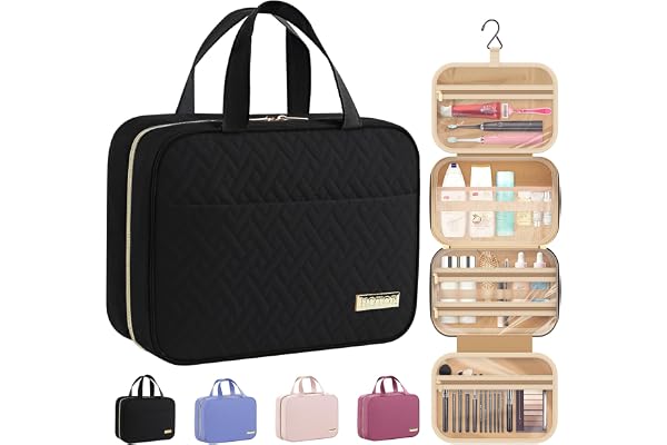 HOTOR Travel Toiletry Bag - Toiletry Bag w/Hanging Hook for Women & Men, Makeup Bag/Big Comparment, Waterproof for Travel Acc