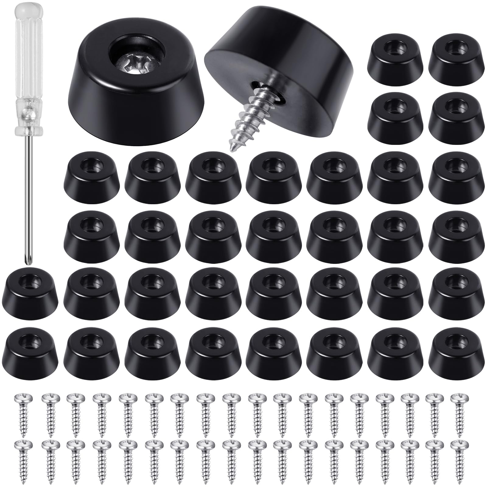 Amentalove 36PCS Cutting Board Rubber Feet, Small Rubber Feet with Screws Screwdriver, Anti-Slip Furniture Pads Chair Pads for Cabinet Desk Tables Furniture Electronics Kitchen Appliances