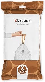 Brabantia PerfectFit Bin Liners Size X 10-12 Litre 40 Bags White