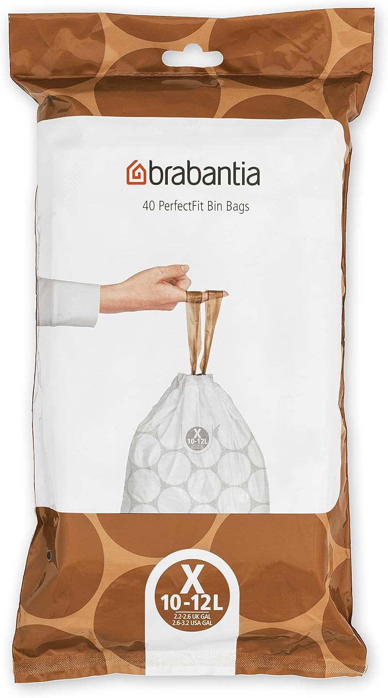 Brabantia PerfectFit Bin Liners Size X 10-12 Litre 40 Bags White