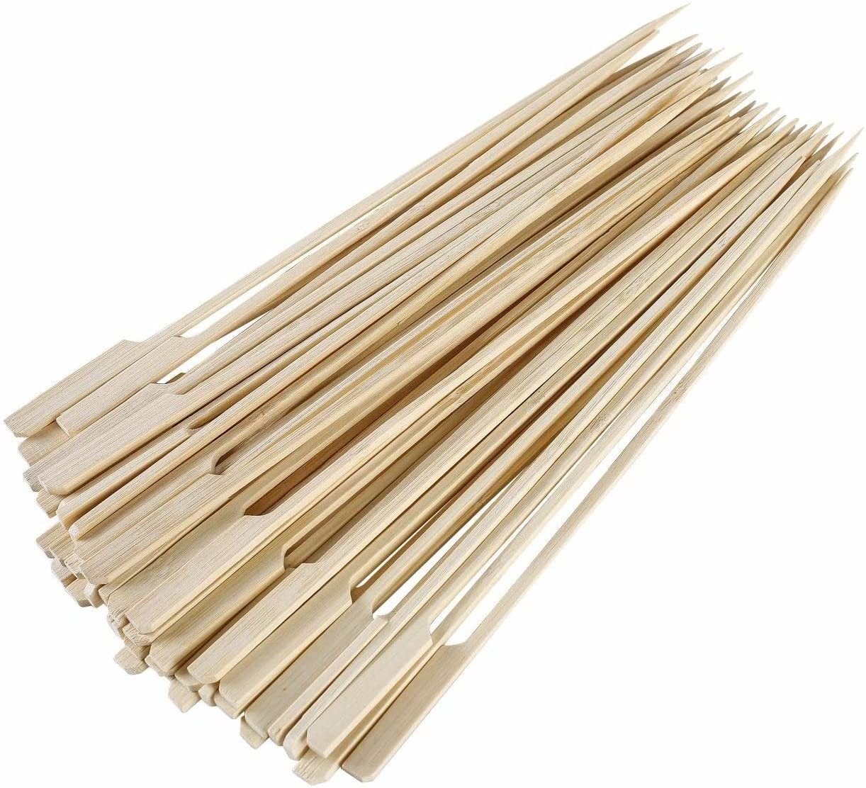 MVS Wholesale 200 x 18cm Biodegradable Bamboo Paddle Skewers Barbecue Bamboo Skewers Cocktail Sticks for Barbecues, Kebabs, Burgers, Cocktails, Buffets Party, Home and Kitchen., Brown
