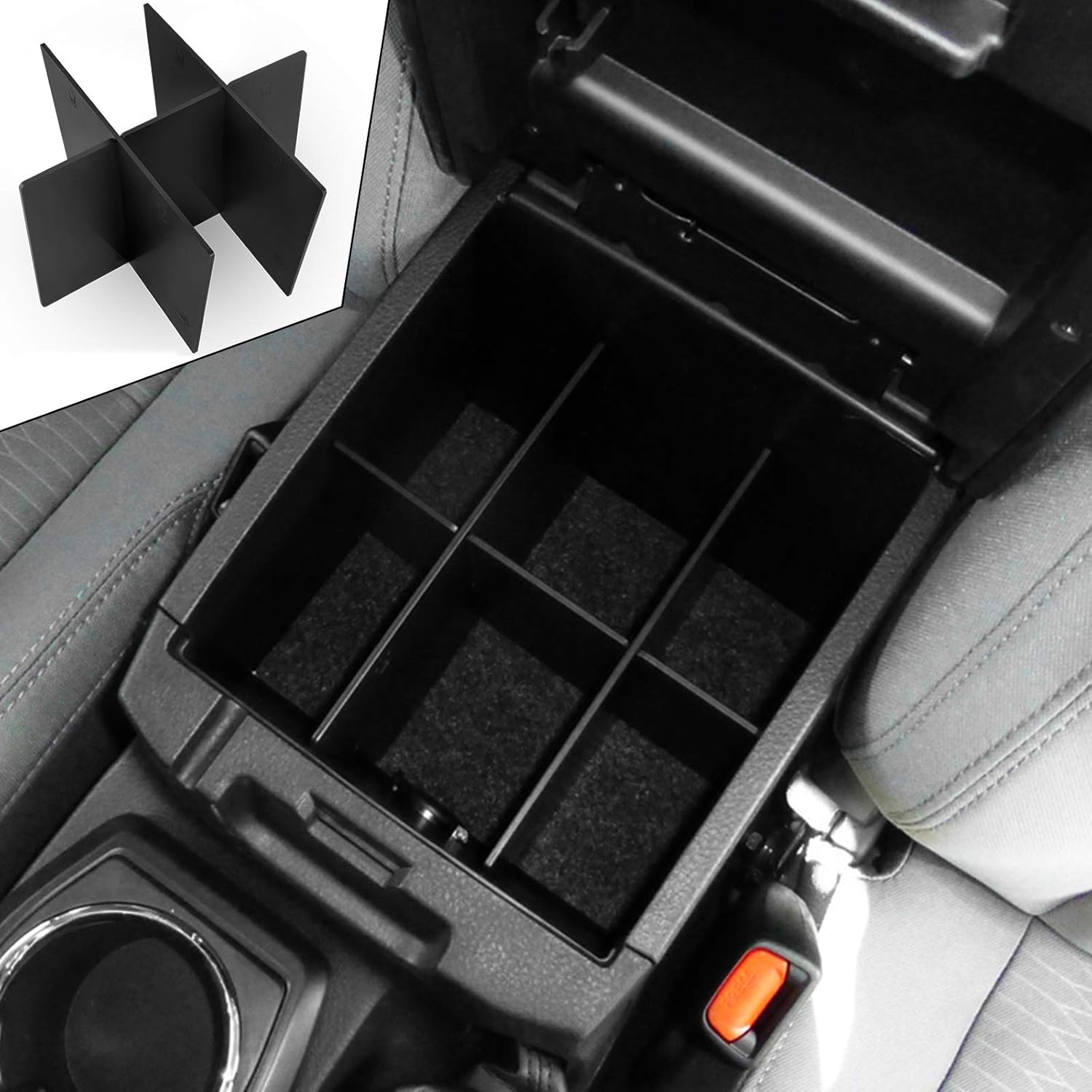 EEEKit Center Console Dividers, Center Console Organizer for Toyota Tacoma 2016 2017 2018 2019, Black