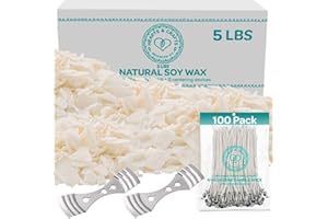 Hearts & Crafts Soy Wax for Candle Making - 5lbs with 100 Pre-Waxed Wicks & 2 Metal Centering Tools - DIY & Professional Candle Making Supplies