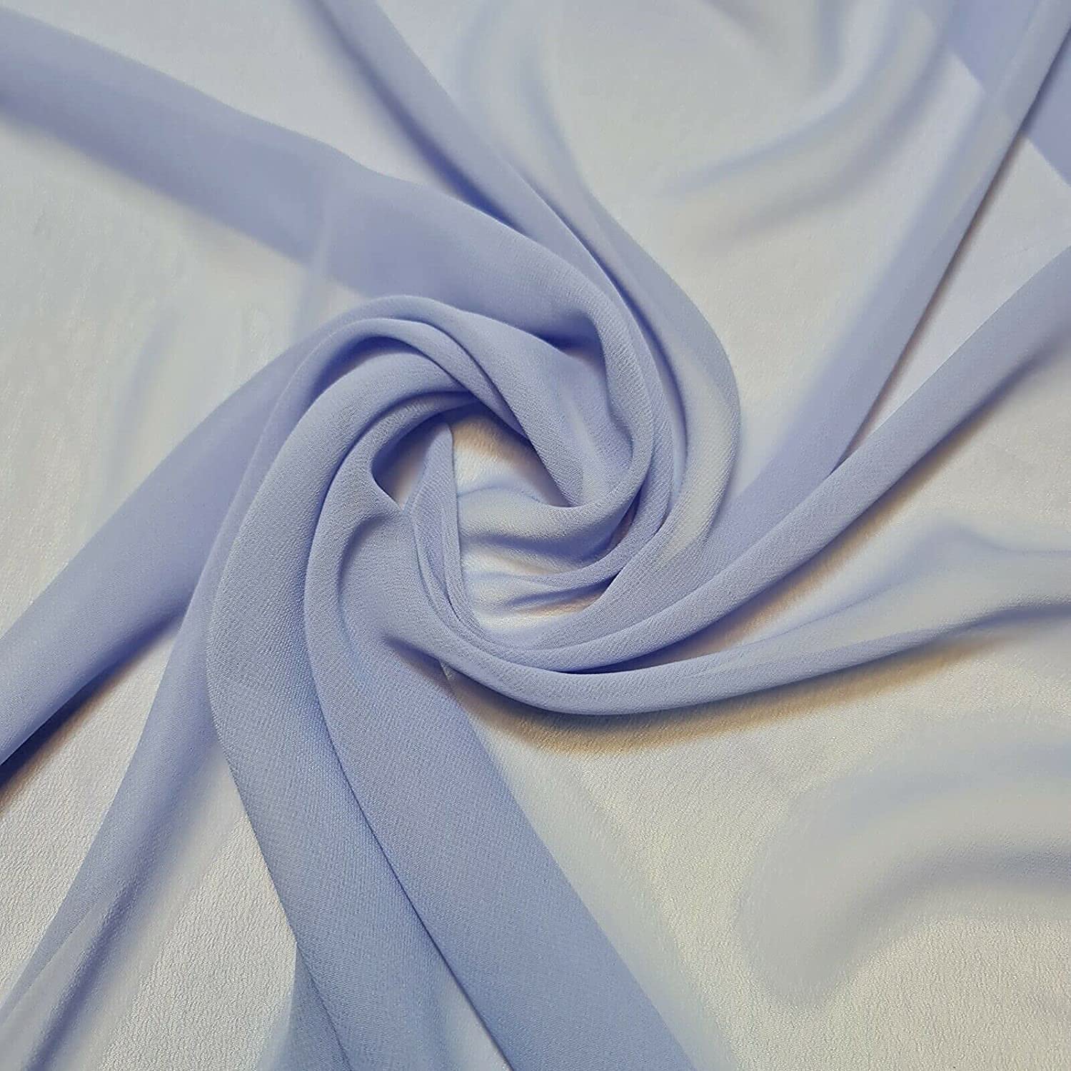 New Plain Chiffon Sheer Crepe Fabric Premium Dyed Dress Drape Decor Craft Fabric (Pre Cut 2 Meter - New Blue)